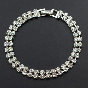 Fancy rhinestone bracelet, dainty clear crystal cocktail party bracelet